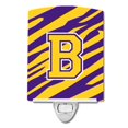 thumbnail image 1 of "Treasures Letter B Monogram-Tiger Stripe-Purple Gold Ceramic Night Light, 6x4, Multicolor" Caroline's Treasures CJ1022-BCNL, 1 of 1