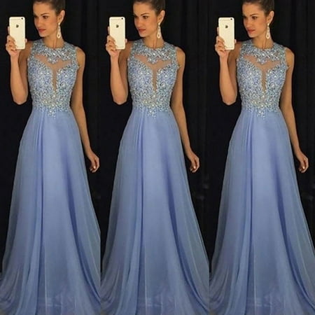 Women's Sequin Long Formal Wedding Evening Ball Gown Party Prom Bridesmaid