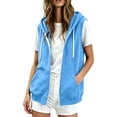 thumbnail image 2 of JOANKDMI Women Sleeveless Jacket Hoodie Full Zip Vest Casual Summer Fall Sweatshirt Activewear with Pockets Drawstring Lightweight Workout Sports Athletic Tops, 2 of 8