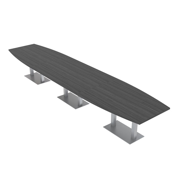 16 Ft Modular Boat Shaped Boardroom Table Metal Bases Electrical Units