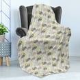 thumbnail image 4 of Dinosaur Party Soft Flannel Fleece Throw Blanket, Reptiles with Fern Motifs Cartoonish Illustration, Cozy Plush for Indoor and Outdoor Use, 50" x 60", Warm Taupe Pale Green, by Ambesonne, 4 of 5