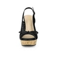 thumbnail image 6 of BLISSFUL STEP Women's Shoes Floral Lace Platform Peep Toe Wedge Heel Sandals Black 6, 6 of 8