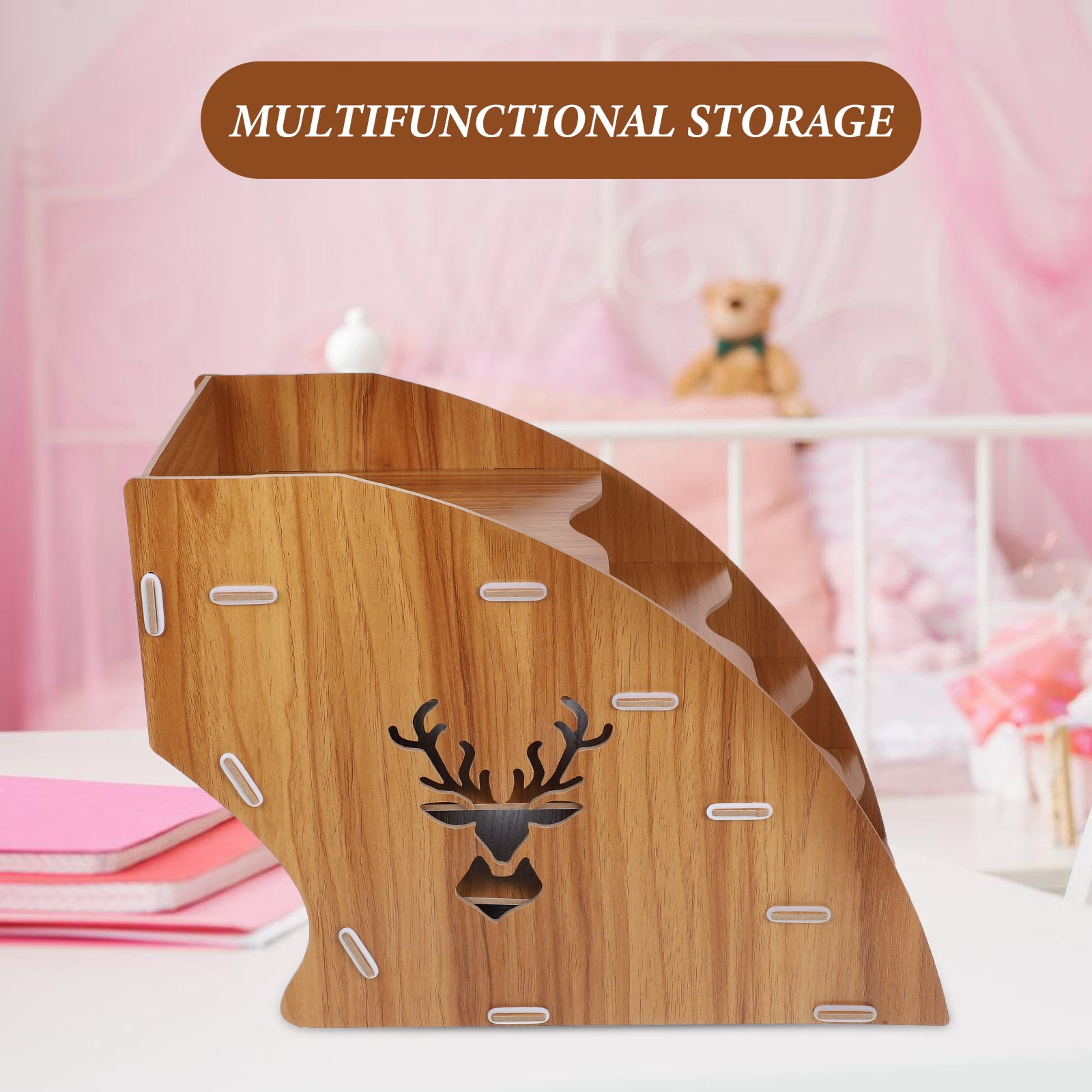 File Storage Box Paper Folders Letter Holder for Desk Organizer Shelf Brown