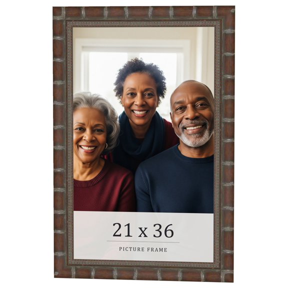 21x36 Dark Brown Bamboo Real Wood Picture Frame Width 1.5 inches | Interior Frame Depth 0.5 inches