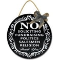thumbnail image 1 of Eveokoki 12" No Soliciting 01 Round Wooden Door Hanger,Nursery,Front Door,Door Knob Decor,Living Room Sign, Wall Decor, Hanging Wood Sign, Bedroom Decor, Romantic Decor Sign, 1 of 5