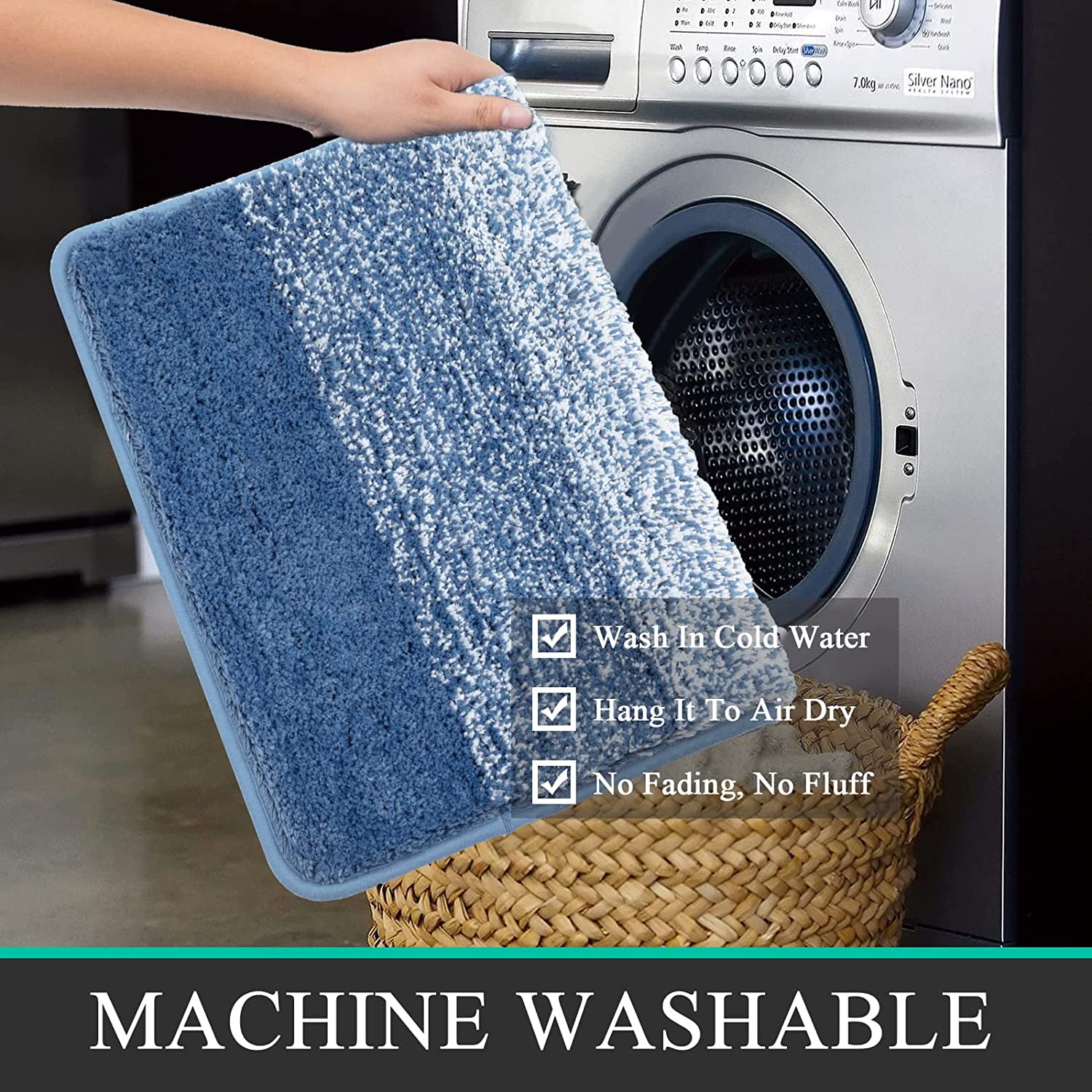 Bathroom Rugs, Yamaziot Bath Mat Set of 3, Absorbent Microfiber Non Slip Shaggy Ultra Soft Bathroom Runner with U Shaped Contour Toilet Mat for Tub Front, Shower Inside Floor