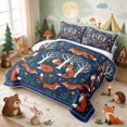 thumbnail image 3 of Erosebridal Fox Quilt King for Boys Girls, Navy Folk King Coverlet Set, 3-Piece 1 Bedspread and 2 Pillowcases, 3 of 7