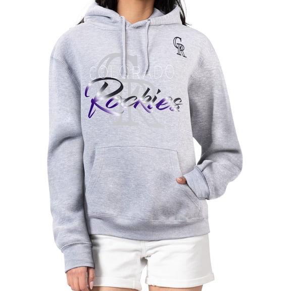 Women's G-III 4Her by Carl Banks Heather Gray Colorado Rockies Shadow Logo Graphic Pullover Hoodie