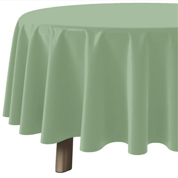 1Pcs Sage Green Plastic Tablecloths Round Light Green Tablecloth Waterproof Disposable Round Sage Table Cover for Birthday Bridal Wedding Baby Shower Party D rations,84Inch