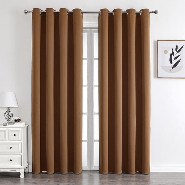 Zhuge Cortinas perforadas de estilo sencillo, cortinas de sombreado adecuadas para dormitorio, sala de estar, cocina (1 panel, 51,1" de largo x 39,3" de ancho, café A118)