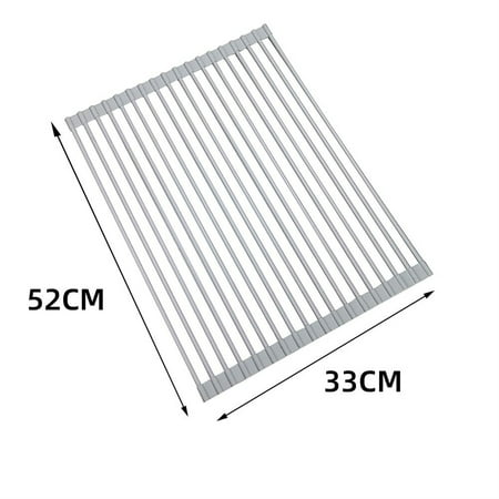 

Zardwill Roll-up Dish Drying Rack Bars Multipurpose Silicone Coated Stainless Still Dishes Drainer Rack Foldable Over Sink Kitchen Drainer Rack