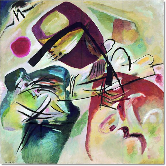 Ceramic Tile Mural-Wassily Kandinsky Abstract Tile Mural Commercial Remodeling Ideas. 17" w x 17" h using (16) 4.25 x 4.25 ceramic tiles