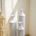 thumbnail image 6 of Set of 3 Gorgeous White Metal Vases - Unique Floor Decoration, Large Glazed Metal Vases at 24in, 28.7in, 33.5in for Modern Black & White Home Designs, 6 of 18
