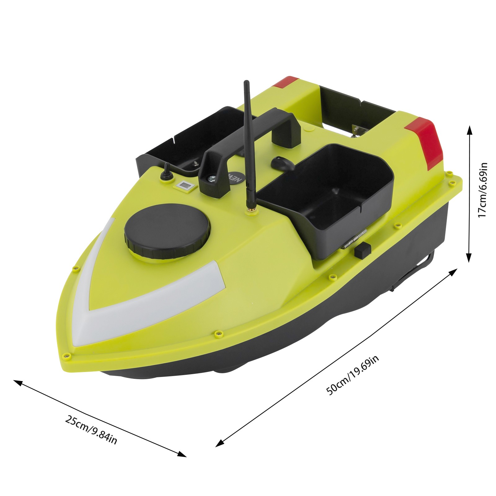 ToppiJoy 52W 5.91ft/s Fishing Boat Long-Distance Control, Fishing Bait Boat with Dual 5200mAh Battery and LCD for Lake/Ocean Angling (Green A)