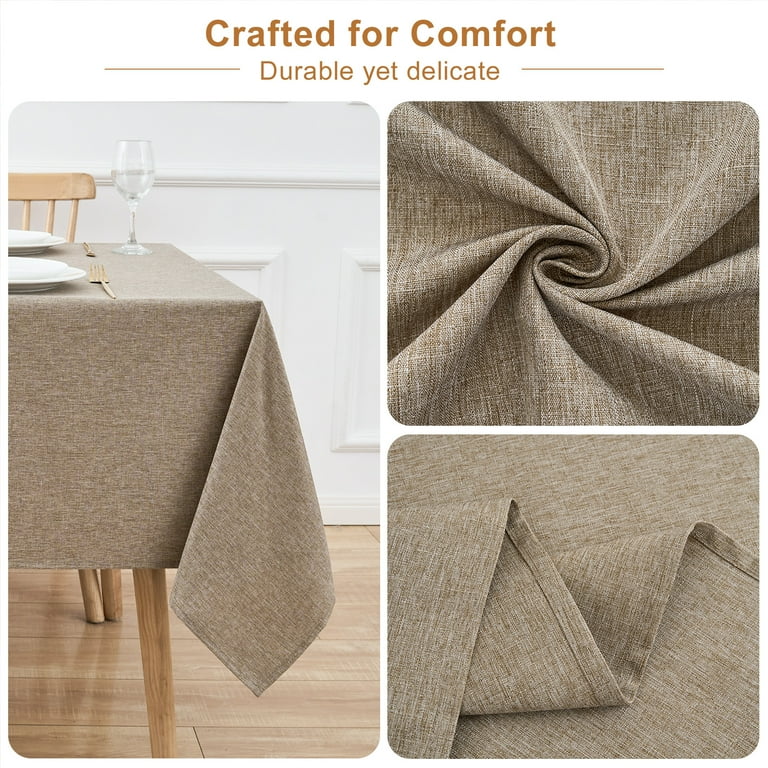 Inosoo Faux Linen Tablecloth, 52" x 70", Mocha Brown photo 3