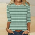 thumbnail image 2 of Yuzhih Summer Tops for Women 3/4 Sleeve Round Neck Tshirt Trendy Soild Lightweight Hollow out Clothes 2024, 2 of 4