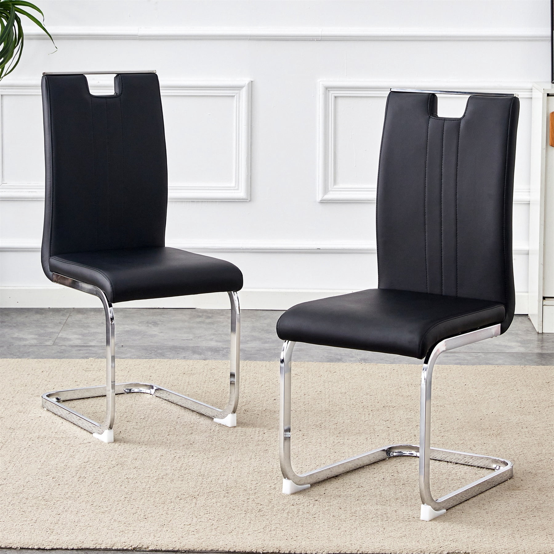 Alvantor Dining Chairs Set of 2, Simple Bow-Shaped Chairs, Accent Chairs for Dining Room & Kitchen Black