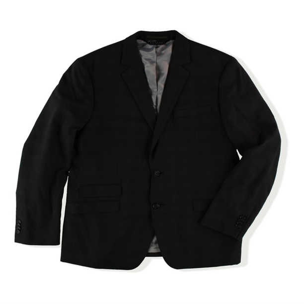 Sean John - Chaqueta clásica a cuadros con dos botones para hombre, color negro, grande Sean John dos botones