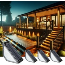 Solar Stair Lights 2-in-1 Outdoor Deck Lights Auto On/Off Solar Step Lights for Outside Waterproof LED Warm White for Deck Stair Railings Garden Patio Fence