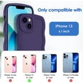 thumbnail image 6 of Case for iPhone 13 Case Wave, Curly Frame Design for Women Girls, Cute Wavy Solid Color Aesthetic Phone Case Soft Flexible TPU Shockproof Full-Body Protective Case Cover 6.1 inch - Dark Purple, 6 of 12
