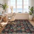 thumbnail image 3 of Design&I 6'x9' Washable Area Rug Vintage Retro Turntable Motif Faded Symmetrical Aesthetic Layout for Living Room, Family Indoor, Oversized Skid-Resistant, 3 of 7