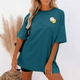 thumbnail image 4 of Homenesgenics Womens Tops under $5 Women's Fashion Summer Round Neck Drop Sleeves Leisure Short Sleeve Printing Tops, 4 of 7