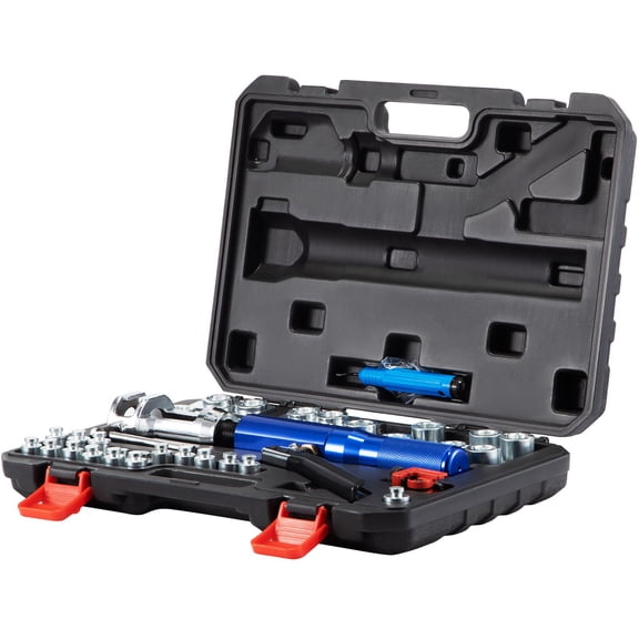 45° Double Flaring Tool Kit, 32 PCS Brake Line Flare Tool Set for 3/16"-1/2", Includes Tube Cutter & Deburrer – Hydraulic Brake Repair Kit