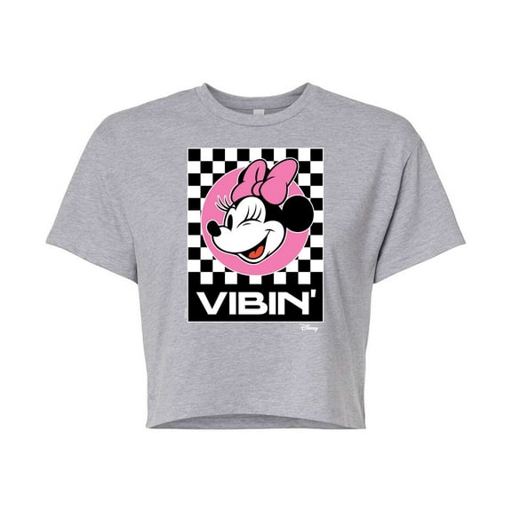Disney - Minnie Mouse - Vibin' - Juniors Cropped Cotton Blend T-Shirt