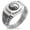 Silver, variant on Stainless Steel Sun & Moon Yin Yang CZ Ribbed Needle Stripe Pattern Biker Style Polished Ring