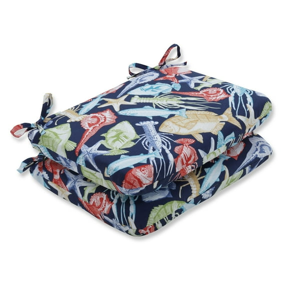 Pillow Perfect Keyisle Regata Rounded Corners 18.5 x 15.5 in. Outdoor Seat Cushion - Set of 2