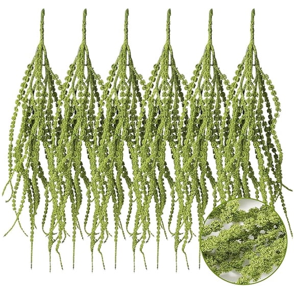 31.5 Inch,6 Pcs Green  Artificial Flower Hanging Plants Fake Flower Dried Preserved Bleached Wisteria for Wedding Christmas DIY Bouquet Garlands Home Wall Decor