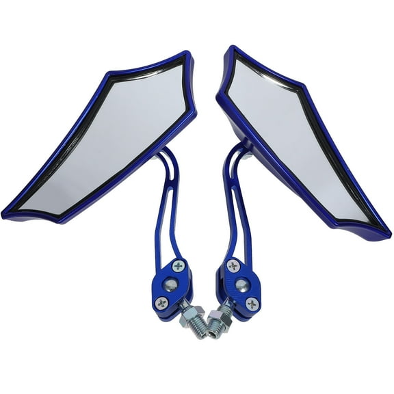 Masteelf 1 Set Motorcycle Mirrors for Handlebars in Blue with Reverse Assistance and Adjustable Angle 11.8x6.1x2.8in