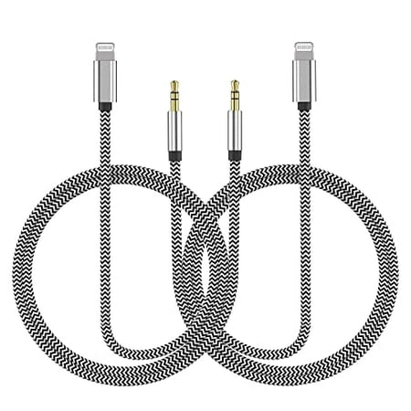Aux Cord for iPhone, 2 Pack 3.3ft [Apple MFi Certified] Lightning to 3.5mm Aux Audio Adapter Cable Compatible with iPhone 14 13 12 11 XS XR X 8 7 6 for Car Home Stereo Headphone Speaker