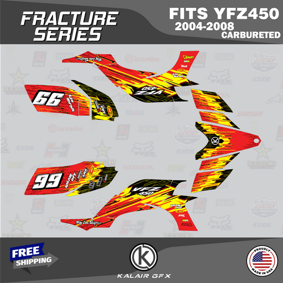 Kalair GFX Graphics Kit for Yamaha ATV YFZ 450 Carburator (2004-2008) Fracture Series