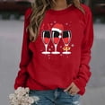 thumbnail image 2 of VBARHMQRT Chandail à Épaules Dénudées Femmes Mode Décontractée Col Rond Manche Noël Verre Imprimé Partiel Chandail à Capuchon, 2 of 4
