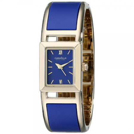 Caravelle NY Women's Gold-Tone SS and Blue Plastic Blue Dial