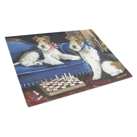 

Fox Terrier Checkmates Glass Cutting Board - Large