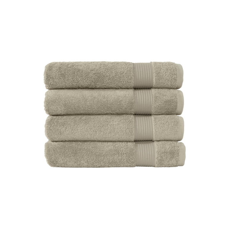 Classic Turkish Towels Genuine Cotton Soft Absorbent Amadeus Bath Towels 30x54 4 Piece Set, Brown