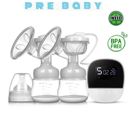 Double Breast Pumps Electric and Portable, Breast Pump Safe Milk Storage Bottle LCD Smart Touch Screen and Breast Massager Breast Care with USB and Lid for Baby Breastfeeding by