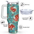thumbnail image 3 of 40oz Pioneer Colorful Floral Stainless Steel Flip Straw Tumbler with Lid and Straw Spill Proof Travel Cup Double Wall Vacuum Insulated Coffee Mug with Handle White, 3 of 7