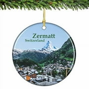 Zermatt Switzerland Christmas Ornament Porcelain 2.75 Inches