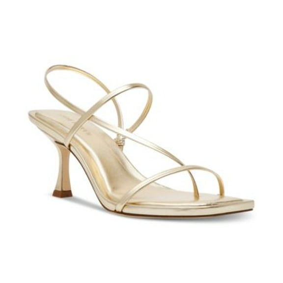 Locke Leather Strappy Y2K Mid Heels Gold Sandals - Champagne