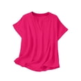 thumbnail image 4 of T Shirts for Women V Neck Short Sleeve Loose Blouses Casual Solid Color Summer Tunic Tops, L, 4 of 7