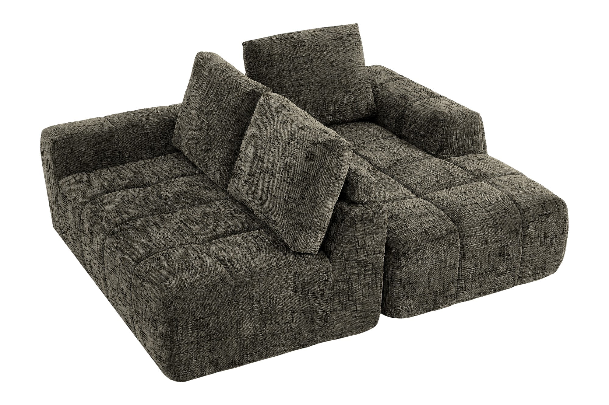 Gewnee Brown L-Shaped Sectional Sofa, High-Quality Chenille Fabric with High-Density Sponge, for Living Room