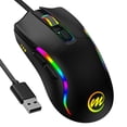 thumbnail image 1 of Ratón para juegos Memzuoix cableado RGB: DPI ajustable hasta 12800, diseño ergonómico, 6 botones (2 laterales), compatible con todo, modelo negro USB, 1 of 8