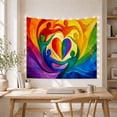 thumbnail image 5 of Rainbow Heart Cradled by Abstract Figures, Inspirational Abstract Style for Art Lovers, Colorful Wall Art, Friendship Gift, Tapestry Wall Hanging for Bedroom and Dorm, 5 of 7