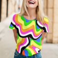thumbnail image 2 of Shirts for Women Rainbow Print Round Neck Loose Fit Short Sleeve T-Shirt Tops, 2 of 4