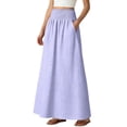 thumbnail image 4 of Womens Eyelet Boho Maxi Skirt Elastic High Waist Flowy Tiered A-Line Long Skirts Solid Casual Ruffle Skirt Flowy Flared Ruffle Skirts Beach Vacation Going Out Outfit, 4 of 7