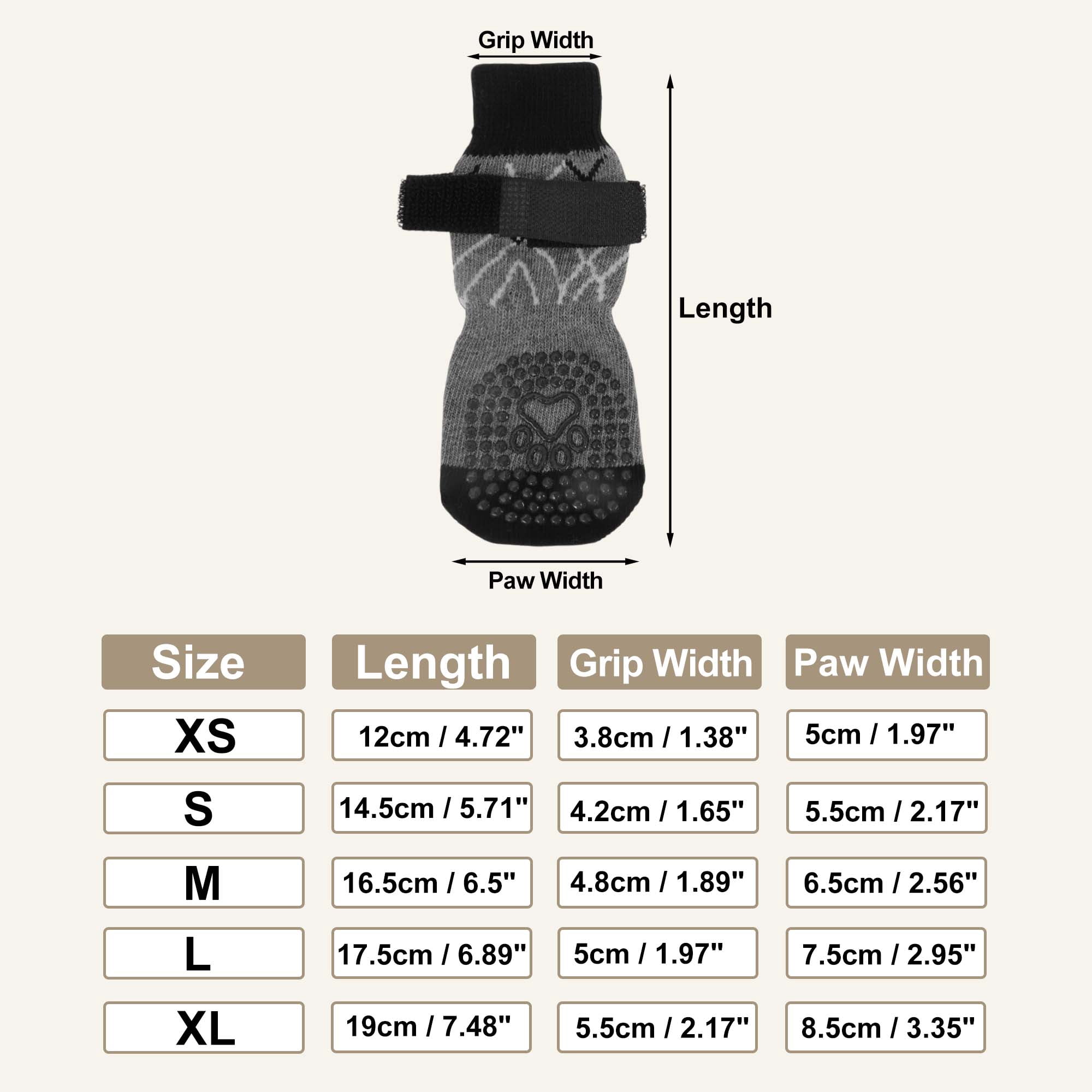 Unique Bargains 4Pcs Non-Slip Dog Socks with Adjustable Tapes Gray L