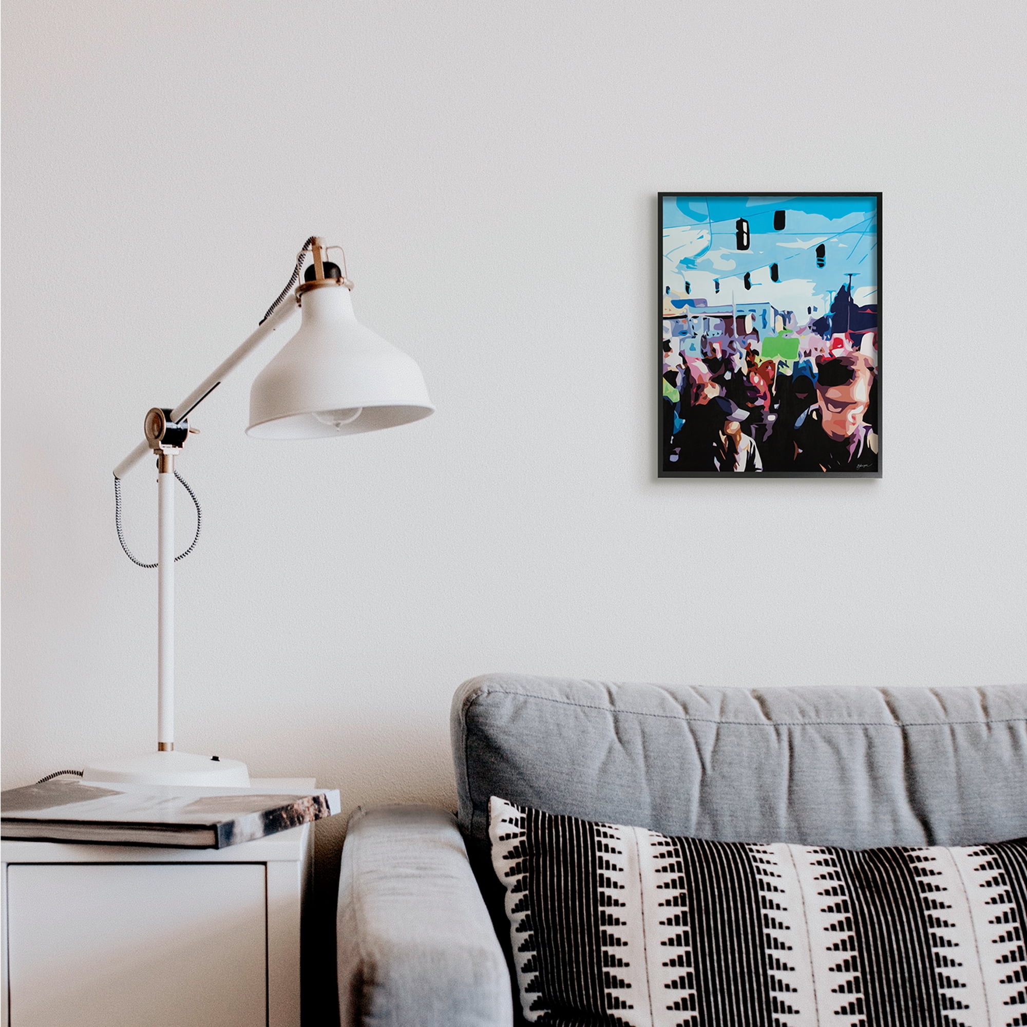 Stupell Industries People Parading in Street Soft Edge Abstraction Novelty Painting Black Framed Art Print Wall Art, 11 x 14